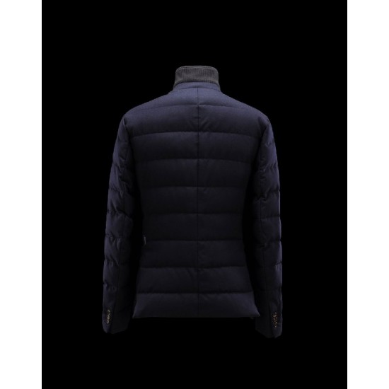 Moncler Rodin Blue Jackets Flannel Wool Mens 41224663SI