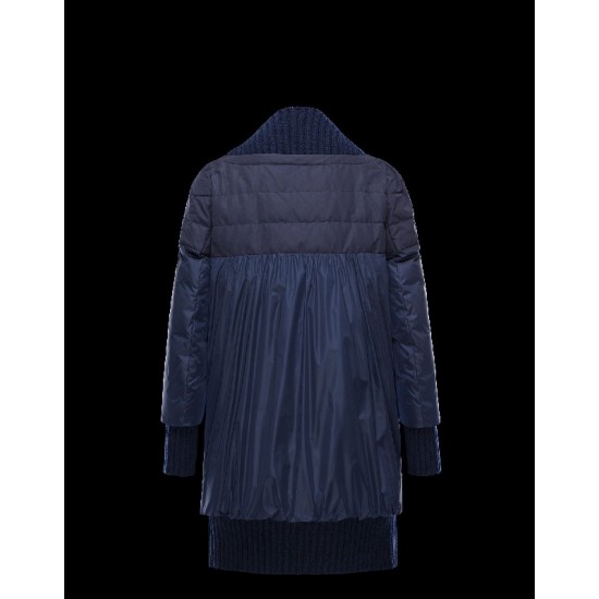 Moncler SANCES Rib Knit Collar Turtleneck Dark blue Coats Nylon/Polyester Womens 41477823MH