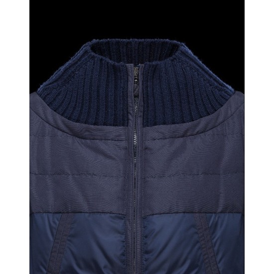 Moncler SANCES Rib Knit Collar Turtleneck Dark blue Coats Nylon/Polyester Womens 41477823MH