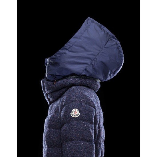 Moncler SANGLIER Turtleneck Dark blue Jackets Wool Womens 41466462TI