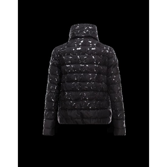 Moncler SOLARIS Turtleneck Black Jackets Wool Nylon Flannel Womens 41467465KC