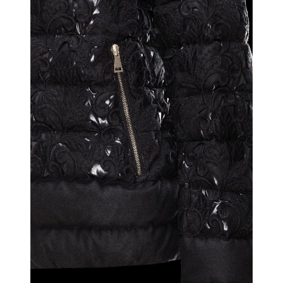 Moncler SOLARIS Turtleneck Black Jackets Wool Nylon Flannel Womens 41467465KC