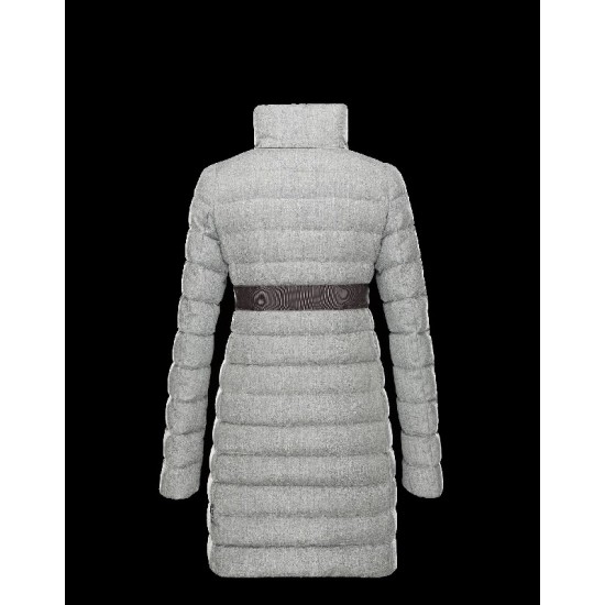 Moncler SOLOGNE Turtleneck Grey Coats Wool Flannel Womens 41456776LN