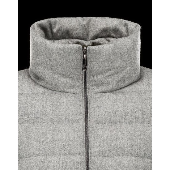 Moncler SOLOGNE Turtleneck Grey Coats Wool Flannel Womens 41456776LN