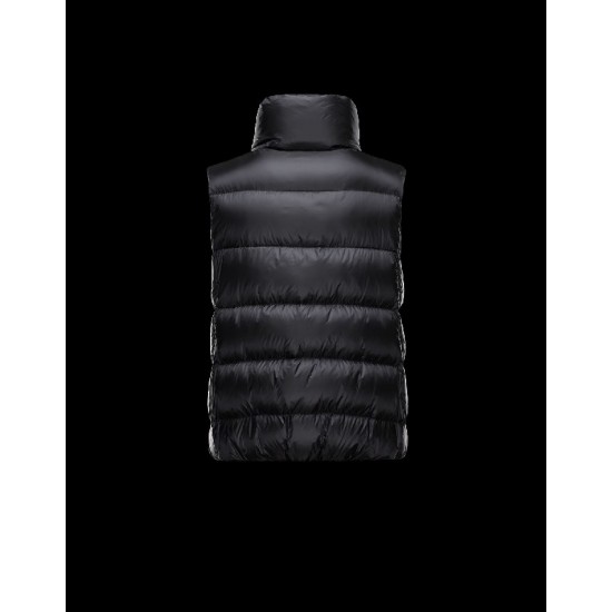 Moncler SOURCES Turtleneck Black Waistcoats Techno Fabric Womens 41456775BO