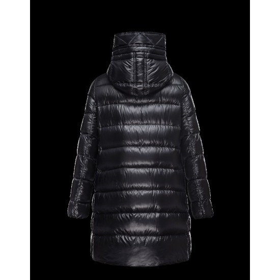 Moncler SUYEN Turtleneck Drawstring Collar Black Jackets Pa/Techno Fabric Womens 41459897PK