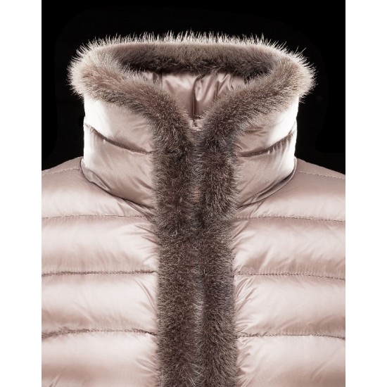 Moncler TEMPLE Ultralight Turtleneck Dove grey Jackets Nylon/Mink Womens 41456772XL