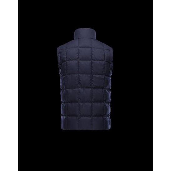 Moncler TENAY Turtleneck Dark blue Waistcoats Wool Flannel Mens 41456745SC