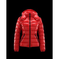 Moncler Bady Detachable Hood Red Jackets Lacquered Nylon Womens 41224540IF