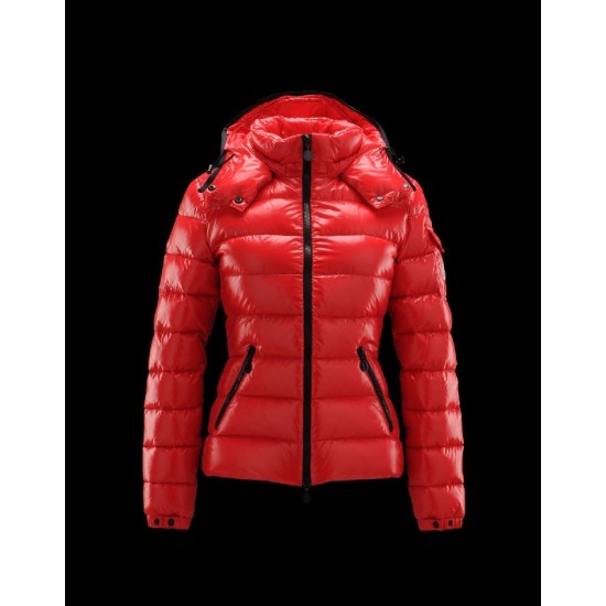 Moncler Bady Detachable Hood Red Jackets Lacquered Nylon Womens 41224540IF