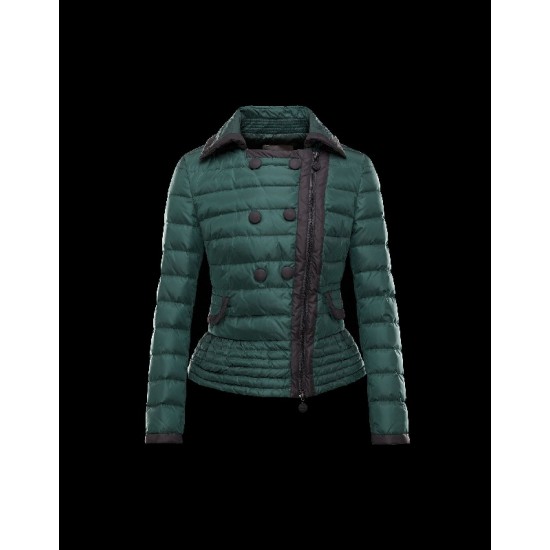 Moncler BIBER Double-Breasted Classic Neckline Dark green Jackets Nylon/Polyamide Womens 41467469KD