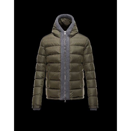 Moncler CANUT Lightweight Knitted Collar Military green Jackets Nylon/Pa Mens 41311219AU