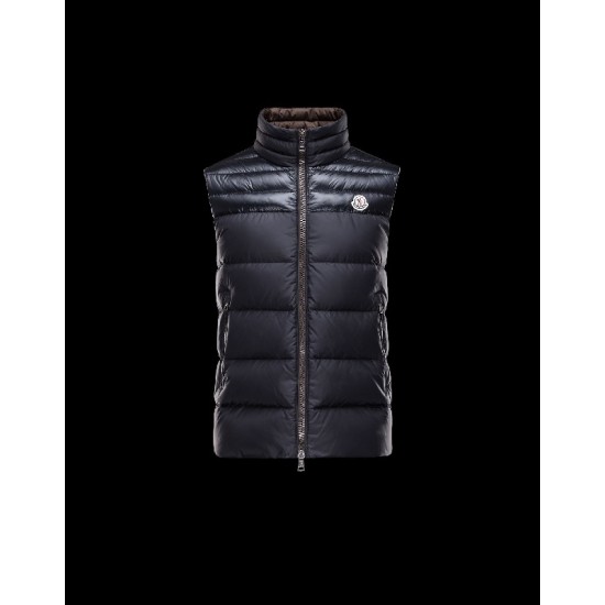 Moncler DUPRES Turtleneck Dark blue Waistcoats Polyester Mens 41377879JW