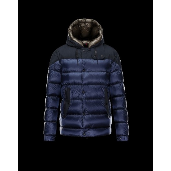 Moncler GORAN Turtleneck Dark blue Jackets Nylon/Polyamide Mens 41466470EI