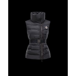 Moncler LABAS Detachable Turtleneck Black Waistcoats Nylon/Polyester Womens 41466687QU