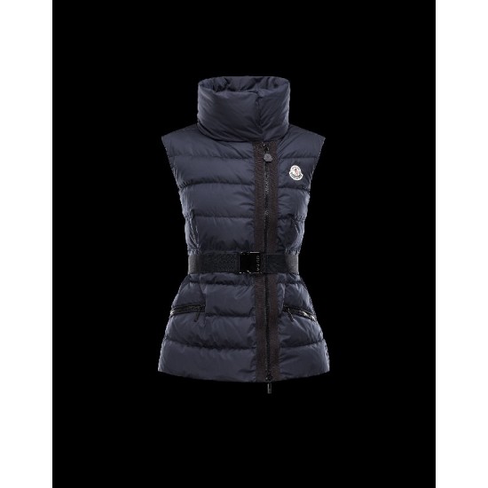 Moncler LABAS Detachable Turtleneck Dark blue Waistcoats Nylon Womens 41466687QM