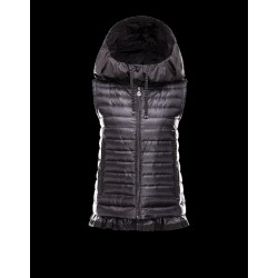 Moncler LUCILA Ultralight Round Collar Black Waistcoats Nylon/Polyamide Womens 41414160XP