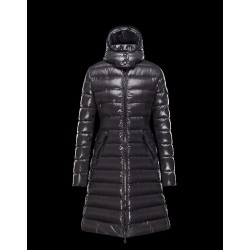 Moncler Moka Detachable Hood Steel grey Coats Lacquered Nylon Womens 41224531UV