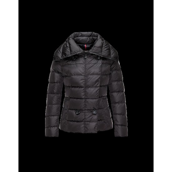 Moncler PALAS Double-Breasted Turtleneck Black Jackets Nylon/Polyamide Womens 41457361FT