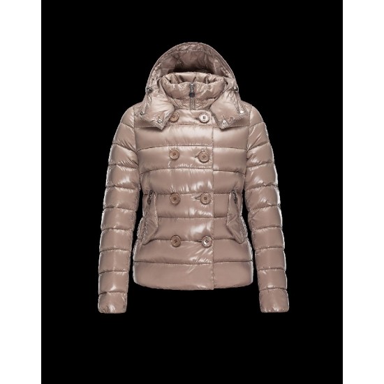 Moncler PLANE Double-Breasted Turtleneck Dove grey Jackets Lacquered Nylon Womens 41382558PE