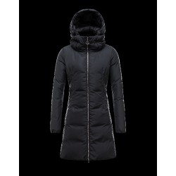 Moncler RENNE Turtleneck Black Coats Polyester Microfibre Womens 41311131VD