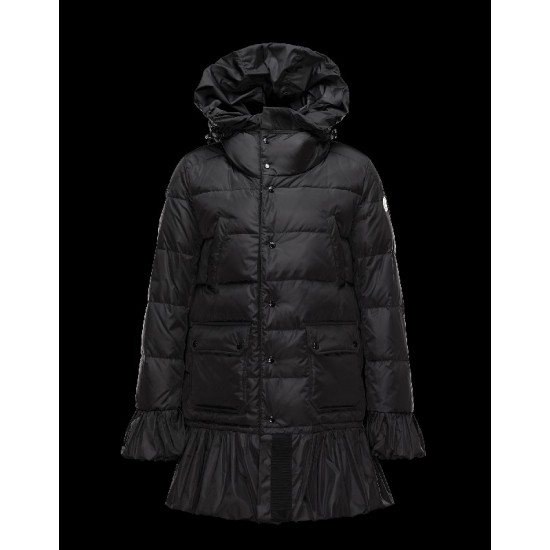 Moncler SERRE Turtleneck Black Coats Nylon/Polyamide Womens 41456720IX