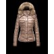 Moncler Armoise Detachable Fur Trimmed Light brown Jackets Lacquered Nylon Womens 41224515CP