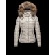 Moncler Armoise Detachable Fur Trimmed Light grey Jackets Lacquered Nylon Womens 41224515DD