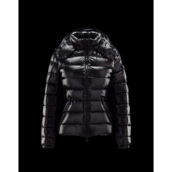 Moncler Bady Detachable Hood Black Jackets Lacquered Nylon Womens 41224540LT