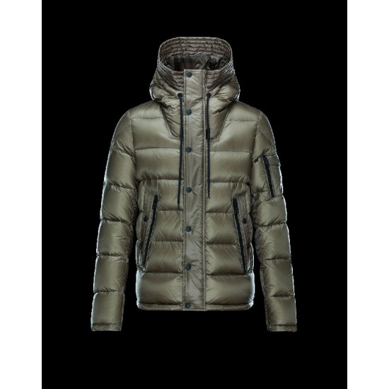 Moncler BASILE Lightweight Fixed Hood Khaki Jackets Nylon/Polyamide Mens 41457019LV