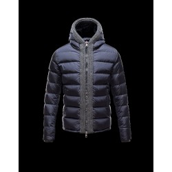 Moncler CANUT Lightweight Knitted Collar Blue Jackets Nylon/Pa Mens 41311219CU