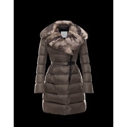 Moncler CHAUVET Fur Lapel Collar Dark green Coats Nylon Womens 41466669WK