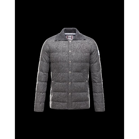 Moncler GAMME BLEU Classic Neckline Grey Jackets Technical Fabric Mens 41472638NI