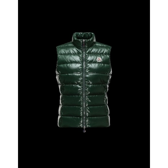 Moncler Ghany Mock Neckline Emerald green Waistcoats Nylon/Polyamid Womens 41236562FN