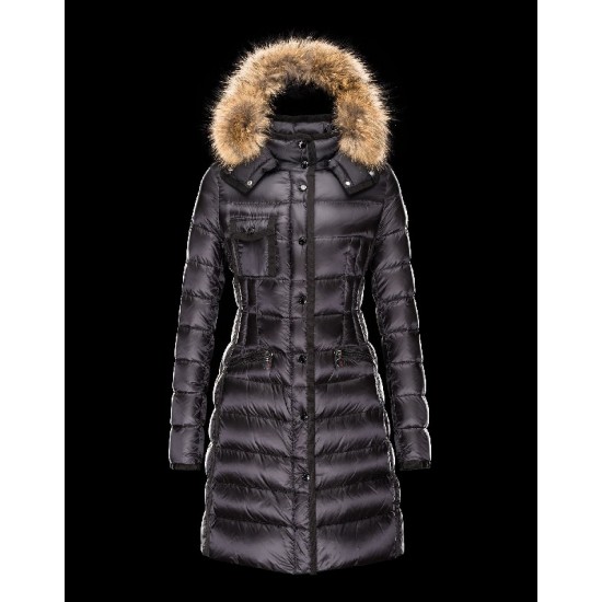 Moncler HERMIFUR Ultralight Turtleneck Black Coats Nylon/Racoon Womens 41456718AR