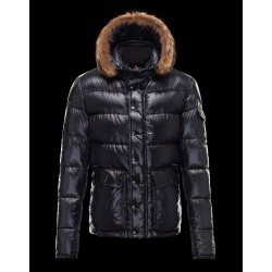 Moncler Hubert Ultralight Fur Trimmed Blue Jackets Wool/Polyamide Mens 41236416HL