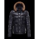 Moncler Hubert Ultralight Fur Trimmed Blue Jackets Wool/Polyamide Mens 41236416HL