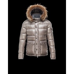 Moncler Hubert Ultralight Fur Trimmed Grey Jackets Nylon/Polyamid Mens 41236416KJ