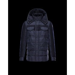 Moncler JACOB Detachable Hood Turtleneck Dark blue Jackets Wool Techno Fabric Mens 41456709SQ