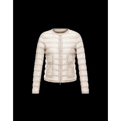 Moncler LISSY Ultralight Round Collar Beige Jackets Polyamide Womens 41338938JV