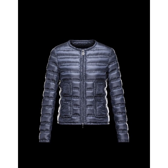 Moncler LISSY Ultralight Round Collar Blue Jackets Techno Fabric/Polyamide Womens 41338938FJ