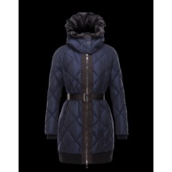 Moncler MOUCHE Detachable Turtleneck Dark blue Coats Techno Fabric/Polyester Womens 41473460DM