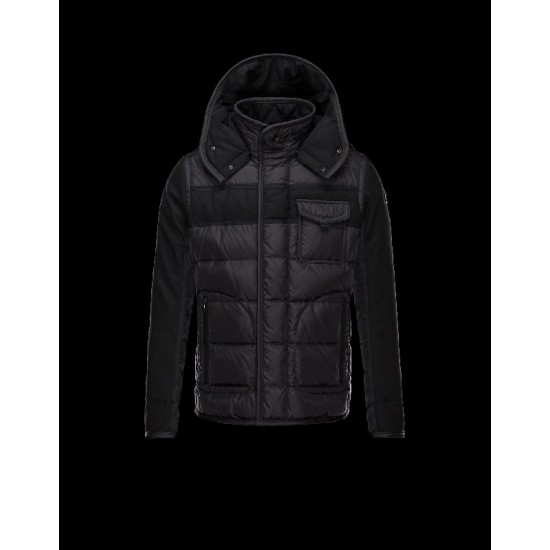 Moncler RYAN Detachable Hood Turtleneck Black Jackets Polyamide/Wool Mens 41456962LM