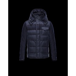 Moncler RYAN Detachable Hood Turtleneck Dark blue Jackets Flannel Wool Mens 41456962IB