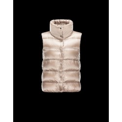 Moncler SOURCES Turtleneck Beige Waistcoats Techno Fabric Womens 41456775VN