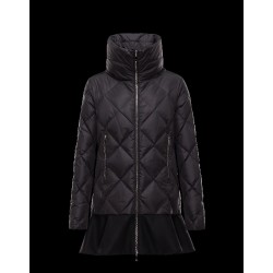 Moncler VOUGLANS Turtleneck Black Coats Virgin Wool/Polyamide Womens 41456777AI