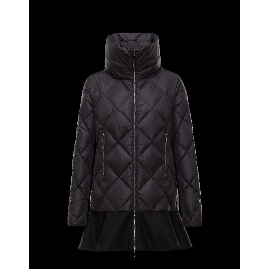 Moncler VOUGLANS Turtleneck Black Coats Virgin Wool/Polyamide Womens 41456777AI