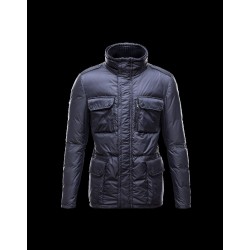 Moncler Amazzone Ribbed Collar Blue Jackets Nylon/Polyamid Mens 41236400TV