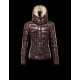 Moncler Armoise Detachable Fur Trimmed Dark brown Jackets Lacquered Nylon Womens 41224515QP