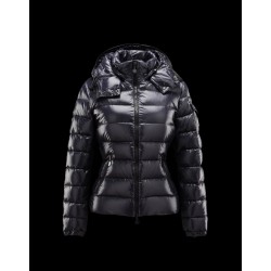 Moncler Bady Detachable Hood Blue Jackets Lacquered Nylon Womens 41224540XX